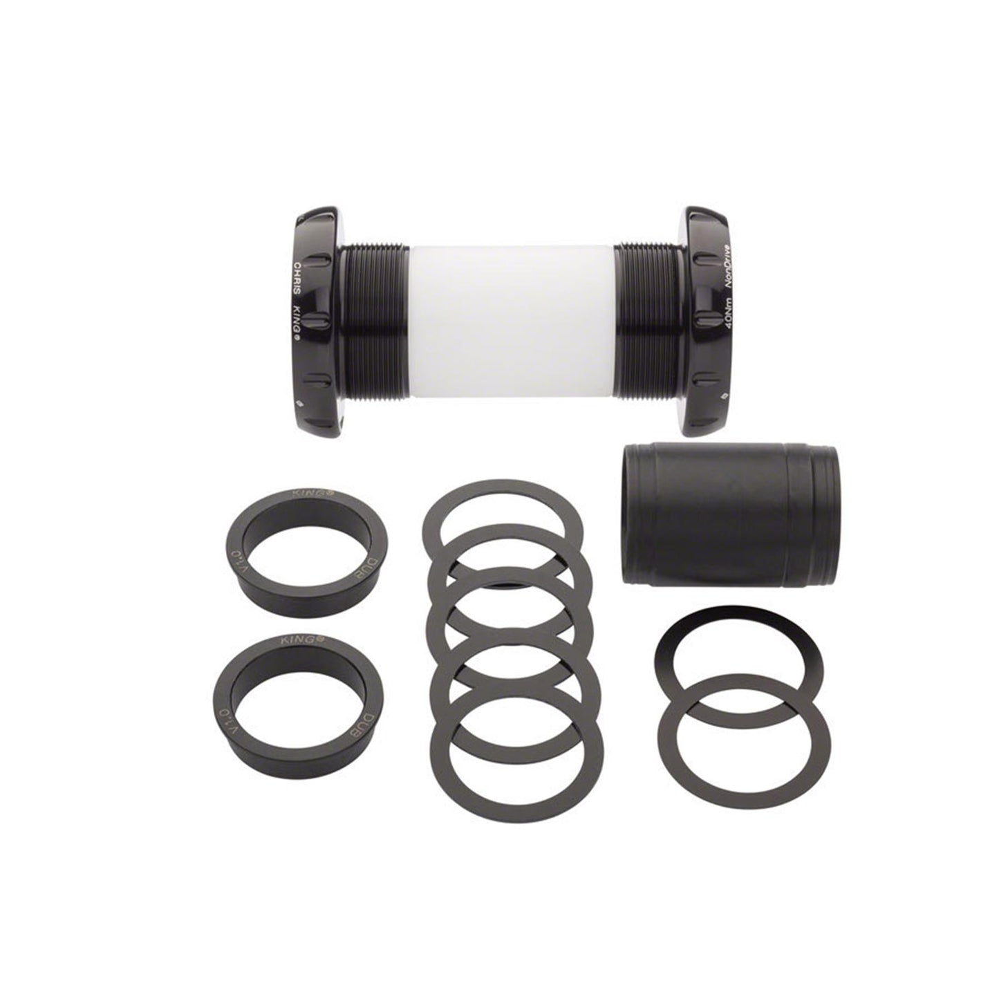 Chris King ThreadFit 30 Bottom Bracket with Fit Kit 2 English, For DUB Road, Black [MPN: FB0811-2]_1917533