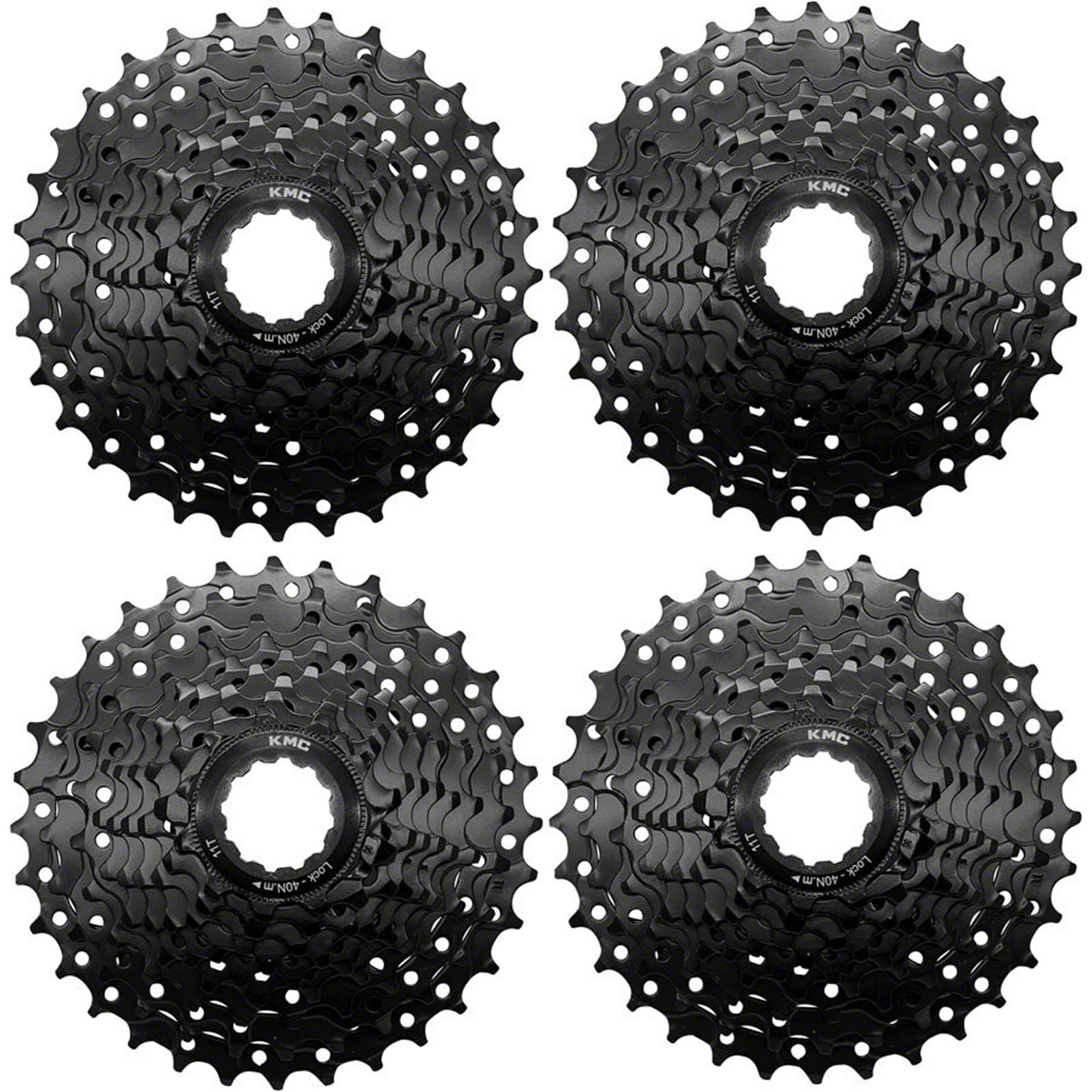 KMC REACT Cassette - 9-Speed, 11-32t, HG Driver Compatible, Black, 4 pk. [MPN: CSTE00493]_1923249
