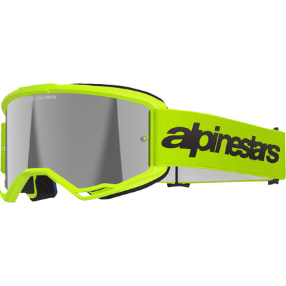 Alpinestars Vision 3 Goggles - Wordmark - Yellow Fluo - Silver Mirror Lens [MPN: 5103225-5299]_1488875