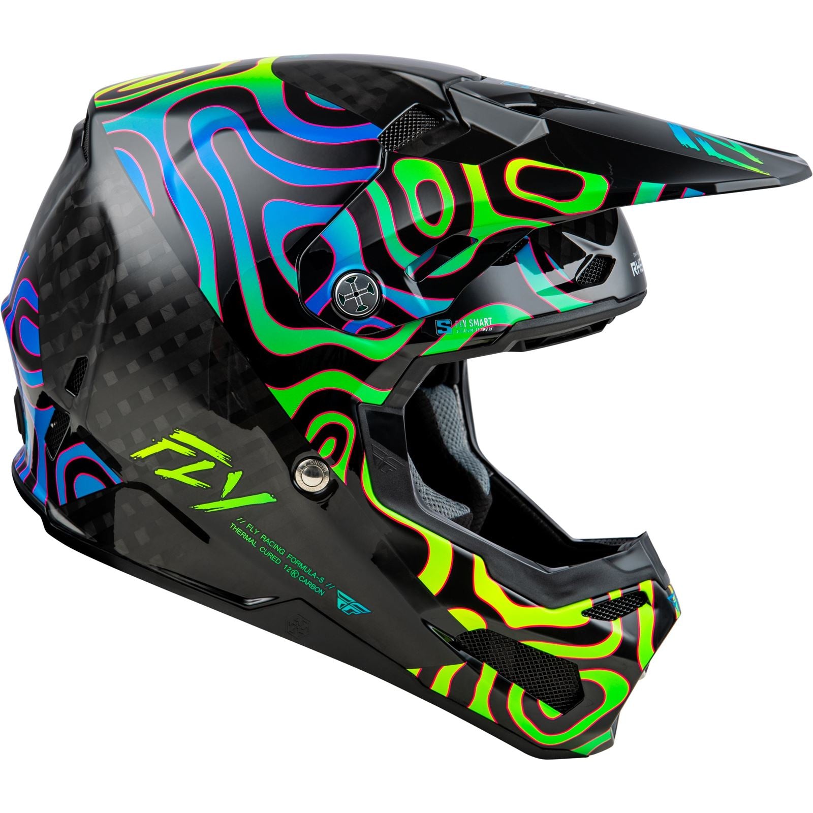 Fly Racing Youth Formula S Carbon Zen Helmet - Black Carbon/Blue/Yellow - Large 73-4468YL_1493571