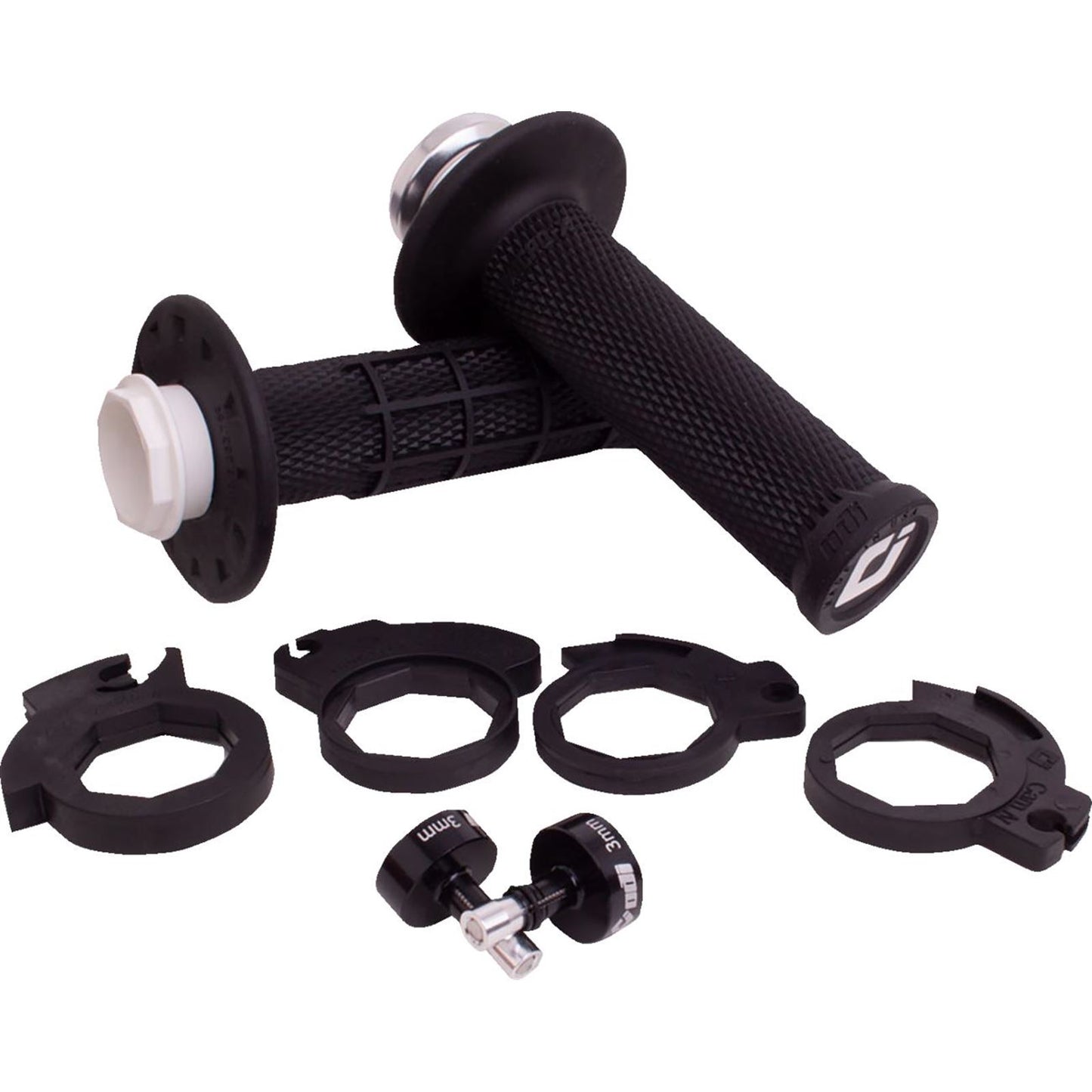 ODI Micro-X Half-Waffle v2 Lock-On Grips - Black/Silver [MPN: H36MXB]_1707546