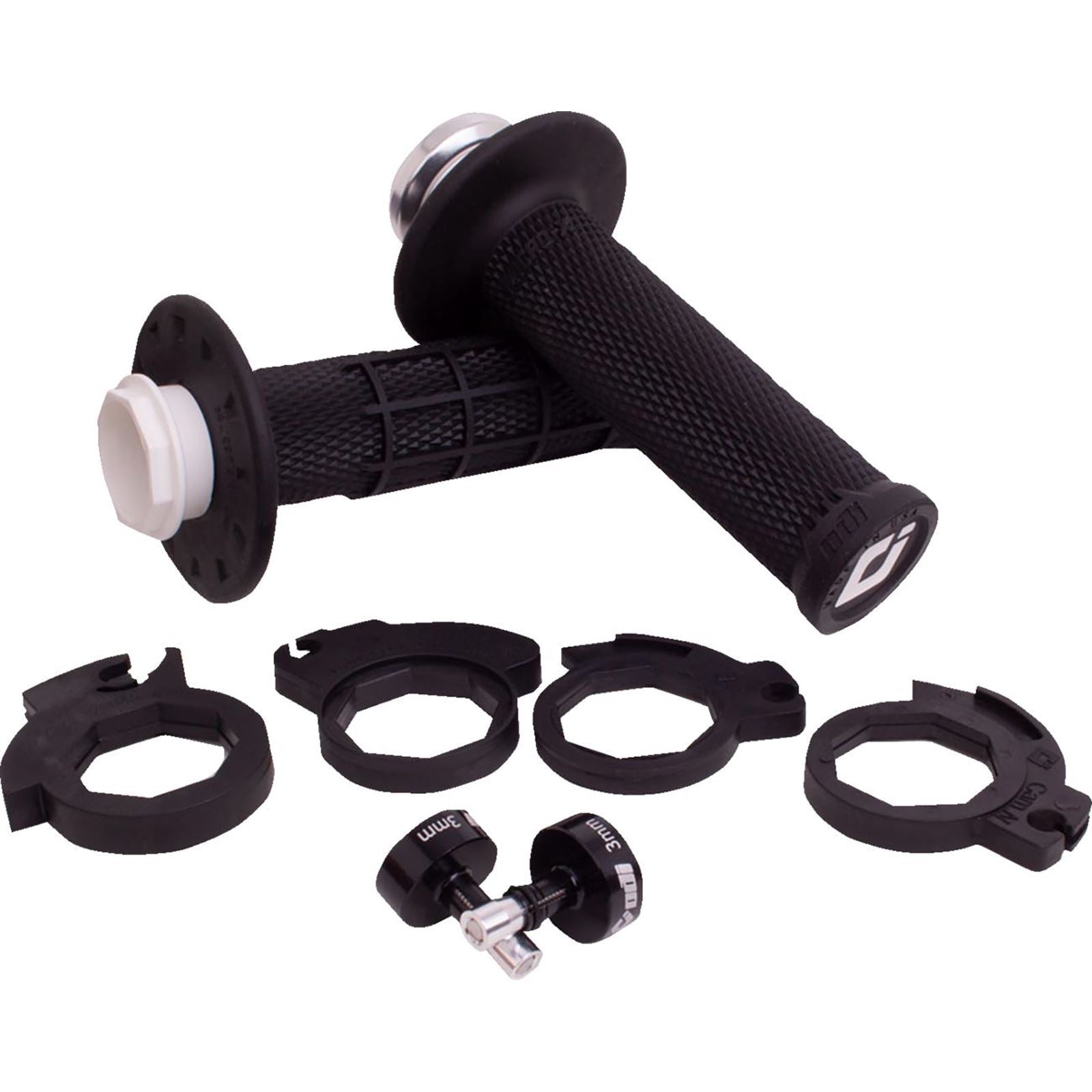 ODI Micro-X Half-Waffle v2 Lock-On Grips - Black/Silver [MPN: H36MXB]_1707546