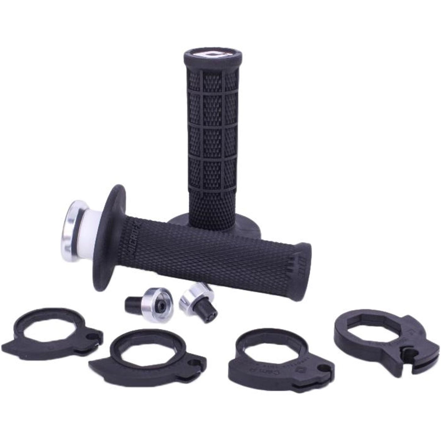 ODI Micro-X Half-Waffle v2 Lock-On Grips - Black/Silver [MPN: H36MXB]_1710320