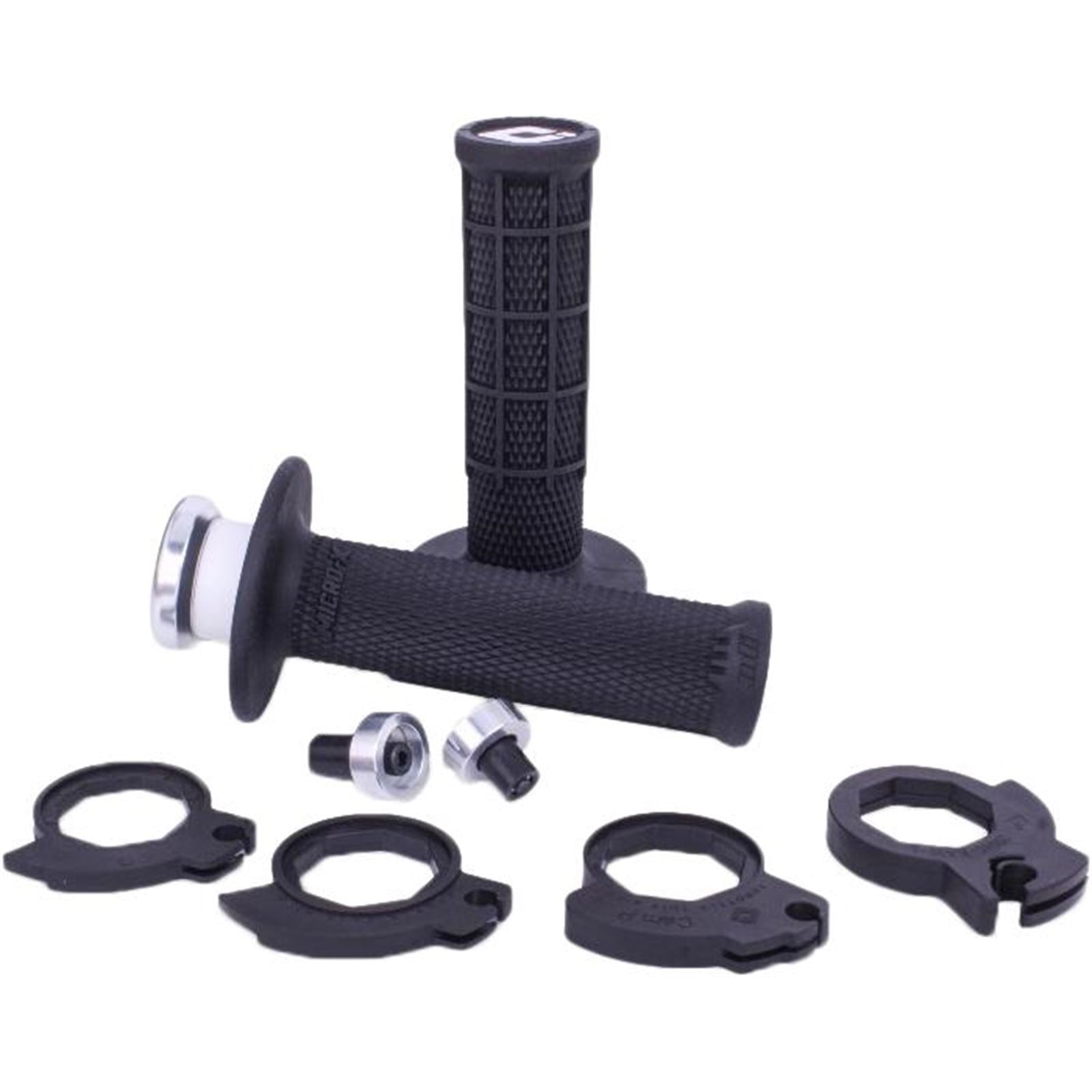 ODI Micro-X Half-Waffle v2 Lock-On Grips - Black/Silver [MPN: H36MXB]_1710320