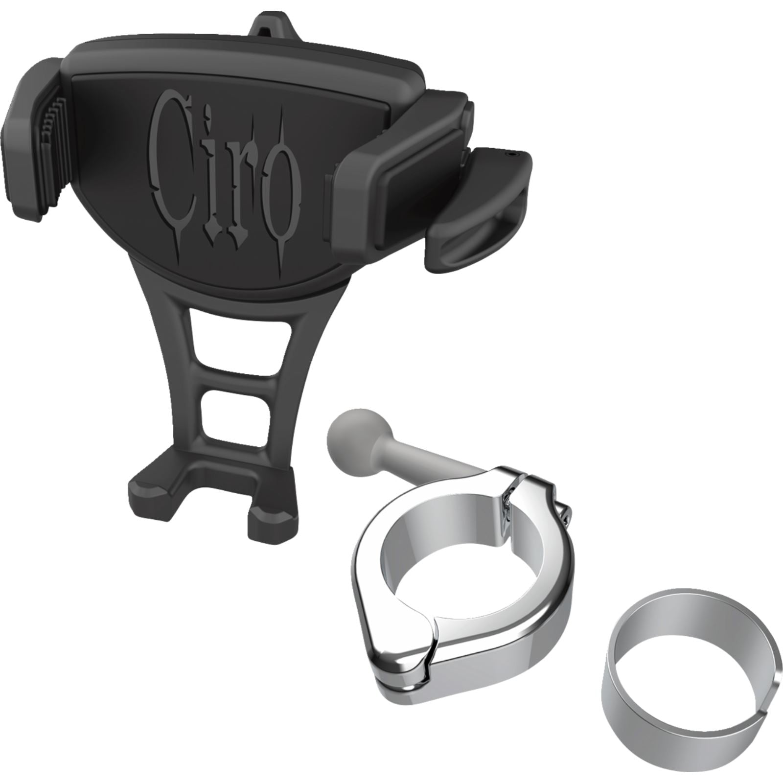 Ciro Phone Holder Constrictor - Black - Chrome 1-1/8" - 1-1/4" Handlebar Mount [MPN: 50354]_1494085