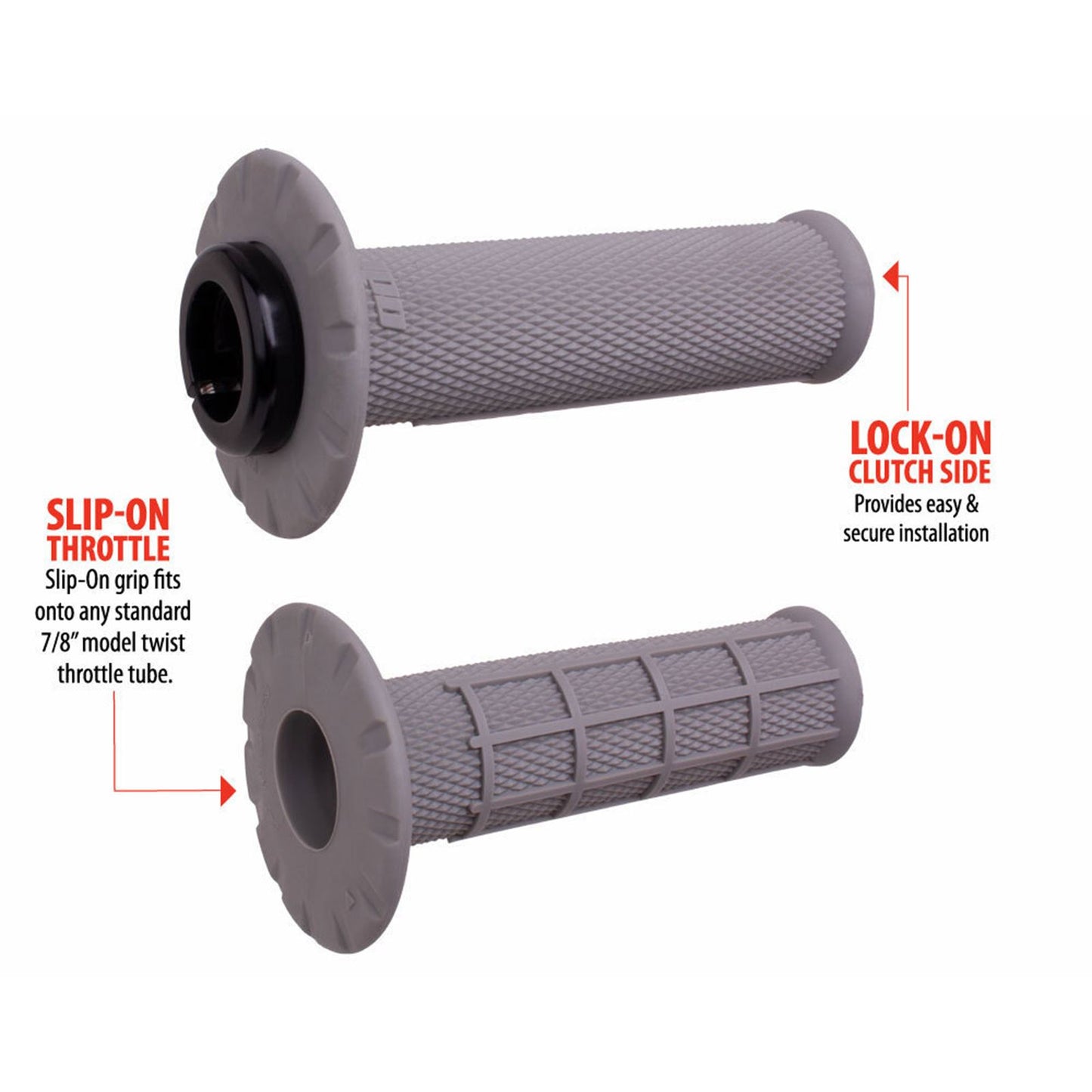 ODI Universal Lock-On Half Waffle Grips - Grey/Black - Soft [MPN: H21UHWG]_1707784