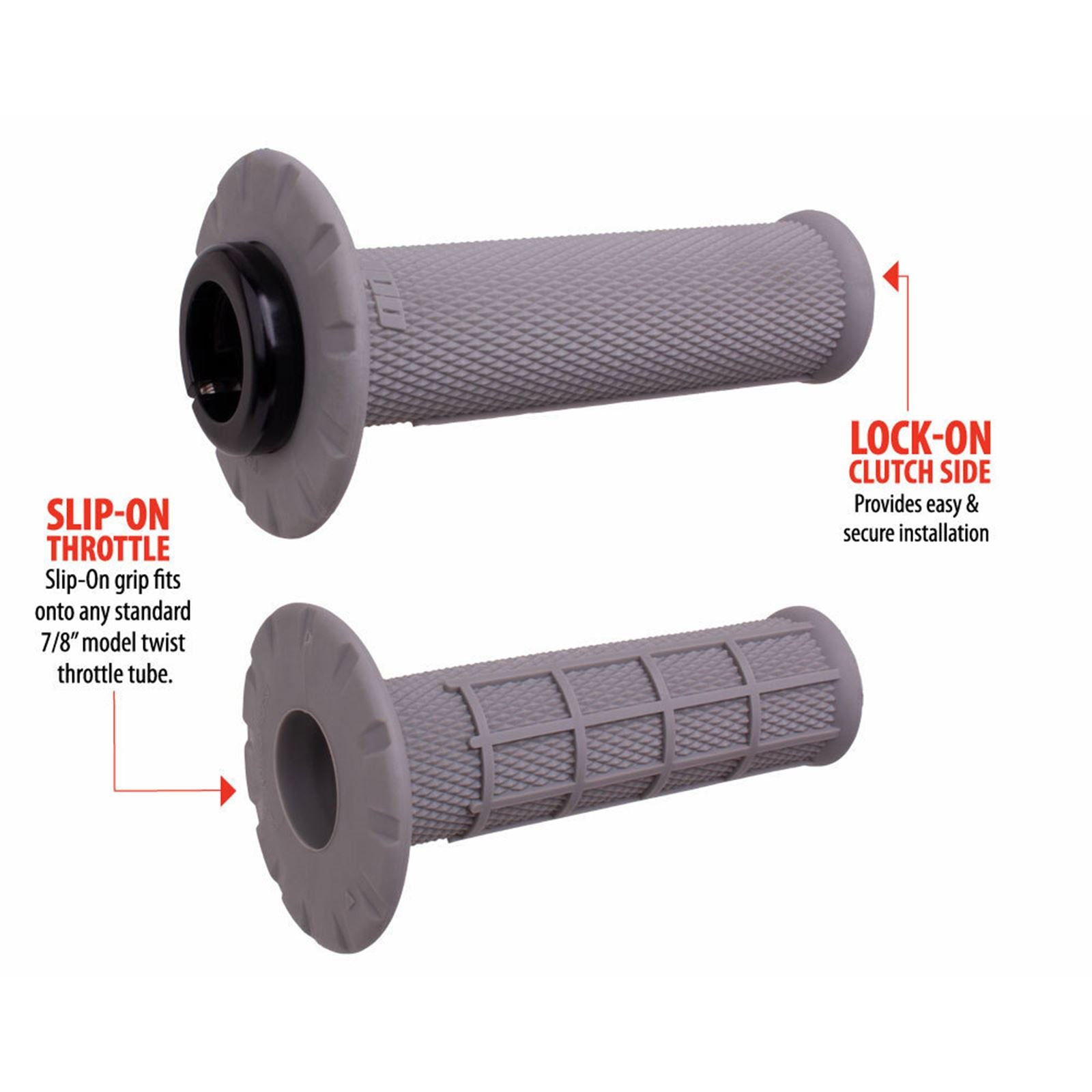 ODI Universal Lock-On Half Waffle Grips - Grey/Black - Soft [MPN: H21UHWG]_1707784