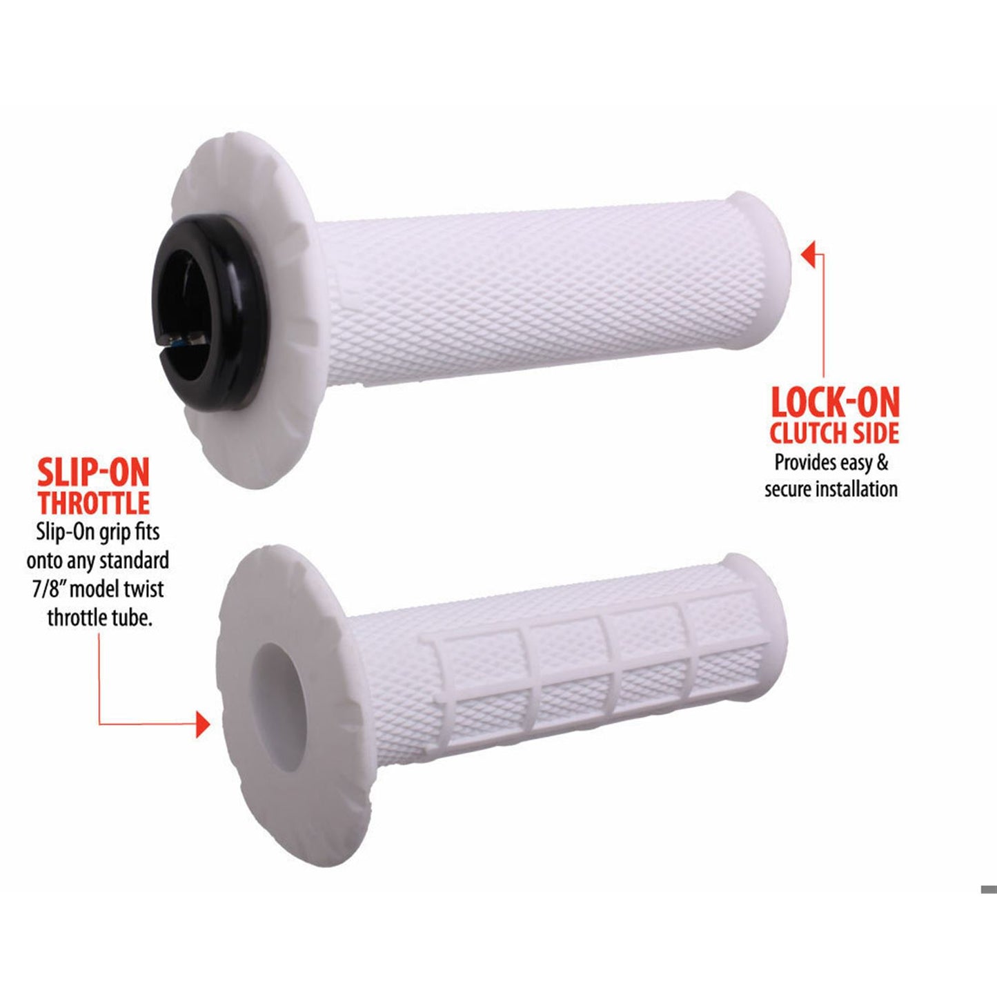 ODI Universal Lock-On Pro Half Waffle Grips - White/Black - Soft [MPN: H21UHWW]_1707787
