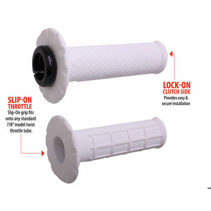 ODI Universal Lock-On Pro Half Waffle Grips - White/Black - Soft [MPN: H21UHWW]_1707787