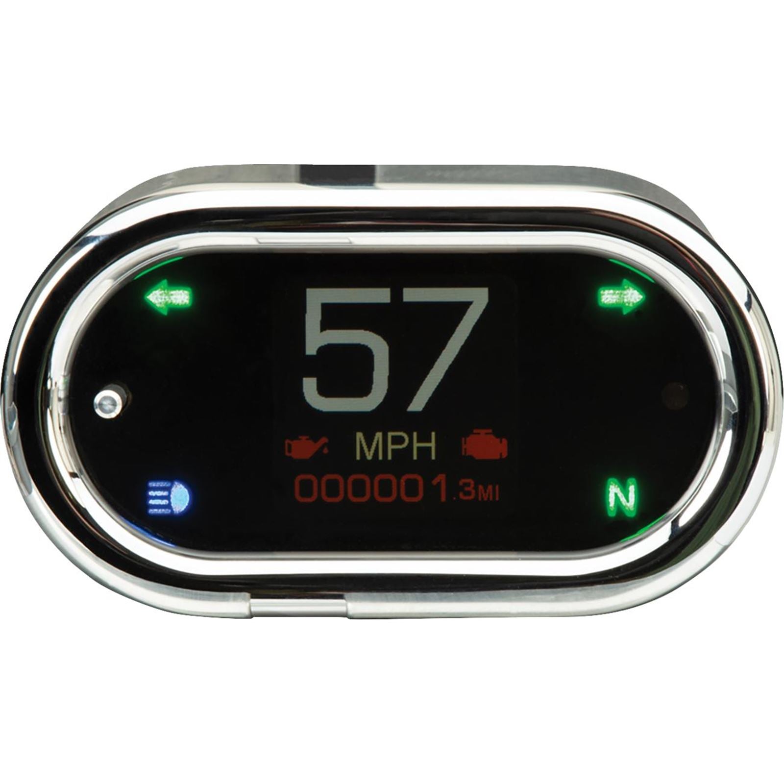 Dakota Digital Handle Bar Mount Speedometer - With Signals - Oval - Chrome MLX-5400_1512842