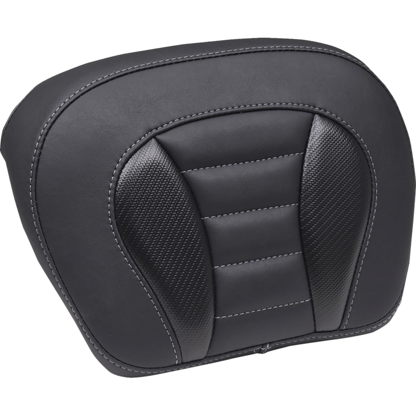 Mustang Motorcycle Products Deluxe Chopped Tour-Pak® Sissy Bar Pad - Black w/Metal Stitch - Touring 88405GM_1509354