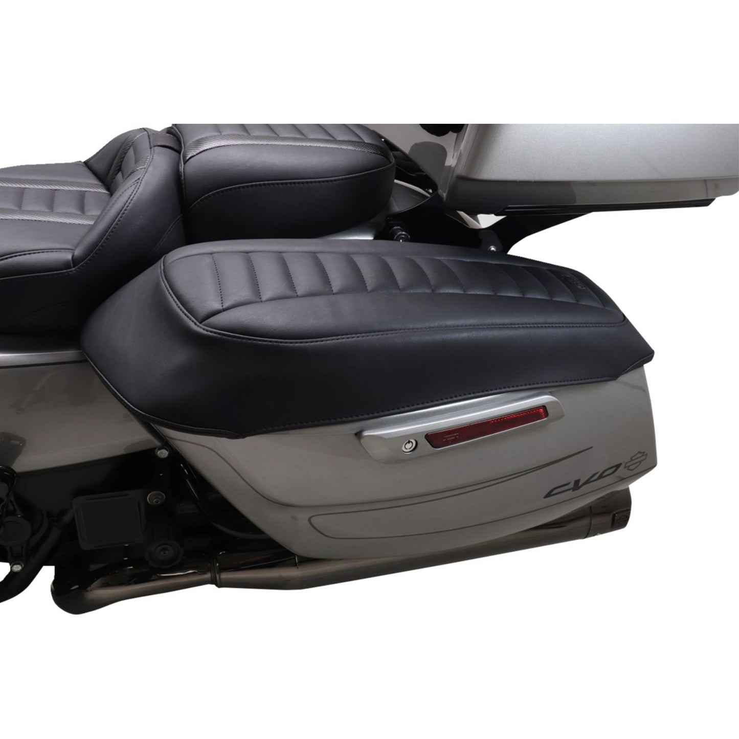 Mustang Motorcycle Products Deluxe Saddlebag Lid Coers - Black w/ Gunmetal Stitch - Touring 88404GM_1509394