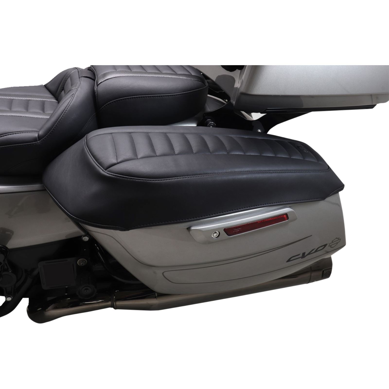 Mustang Motorcycle Products Deluxe Saddlebag Lid Coers - Black w/ Gunmetal Stitch - Touring 88404GM_1509394