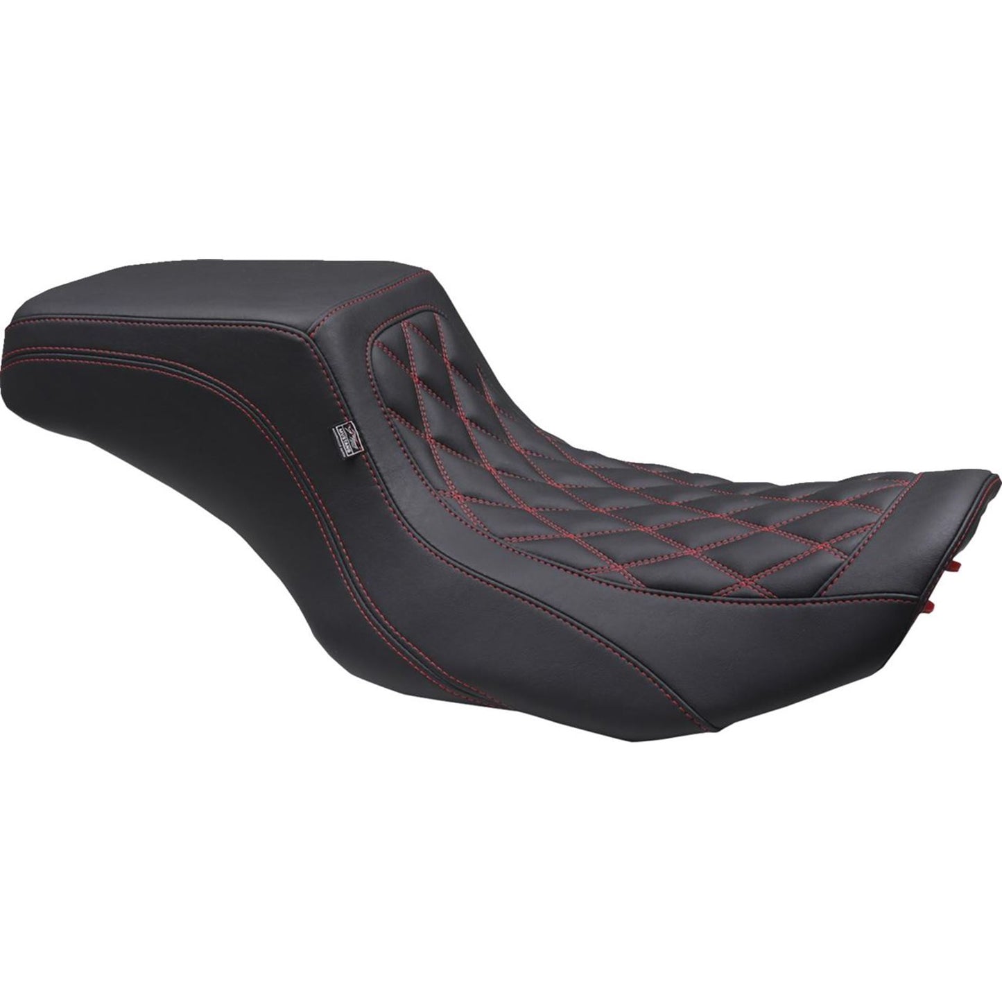 Mustang Motorcycle Products One Piece 2-Up Seat Double Diamond - Cherry Stitch for FLH/FLT '23-'24 88416DC_1525015