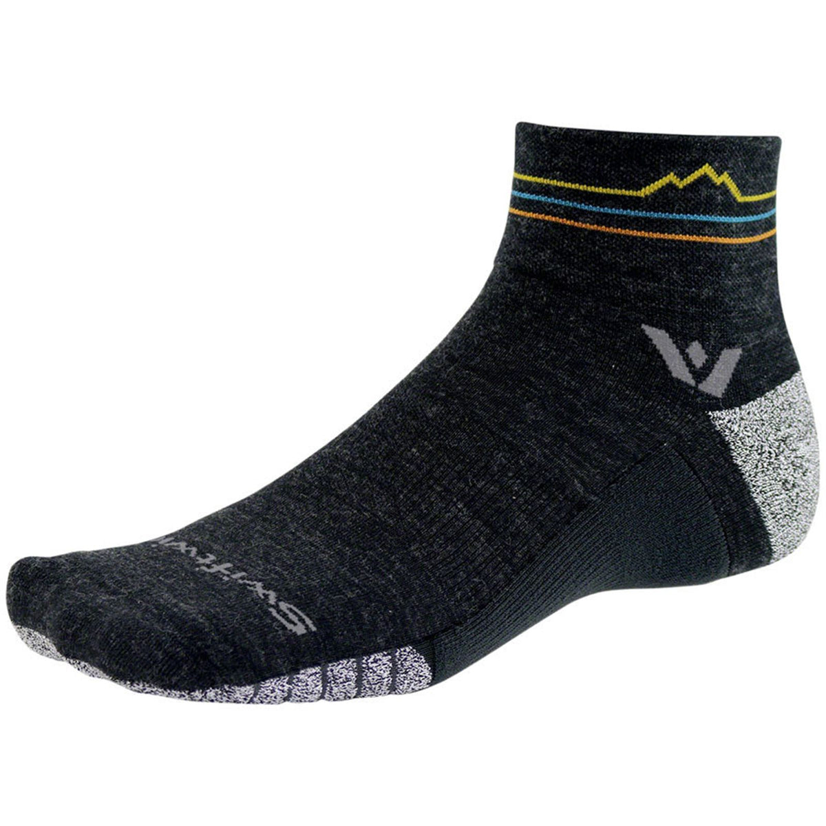 Swiftwick Flite XT Trail Quarter Crew Socks - 4", Coal Sunset Mountain, Small [MPN: 2XKL0ZZ-S]_1931474