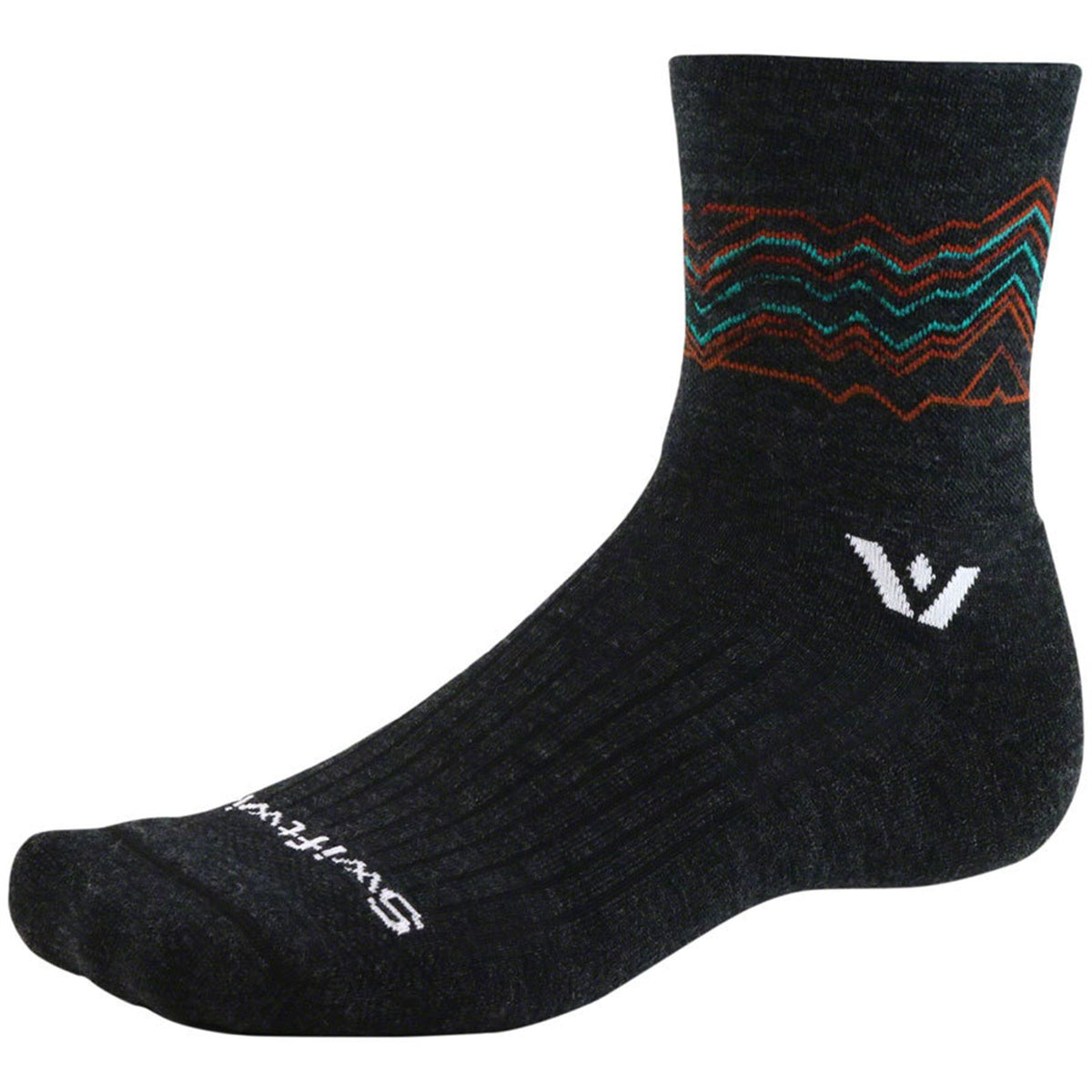 Swiftwick Pursuit Quarter Crew High Socks - 4", Coal Orange, Large [MPN: 4BMT0SZ-L]_1931480