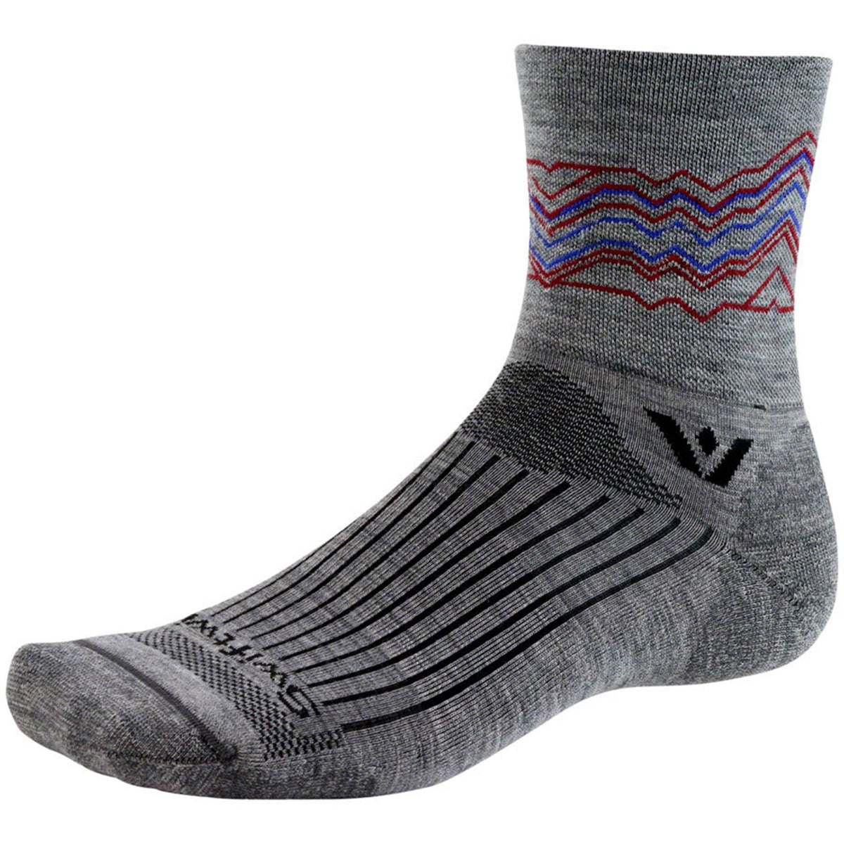 Swiftwick Pursuit Quarter Crew High Socks - 4", Heather Red, Medium [MPN: 4BMU0SZ-M]_1931483