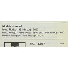 Haynes Manuals Manual Isuzu Rodeo and Amigo for Honda Passport 1989 - 2002 OPEN BOX [MPN: 1563924811]_1525712