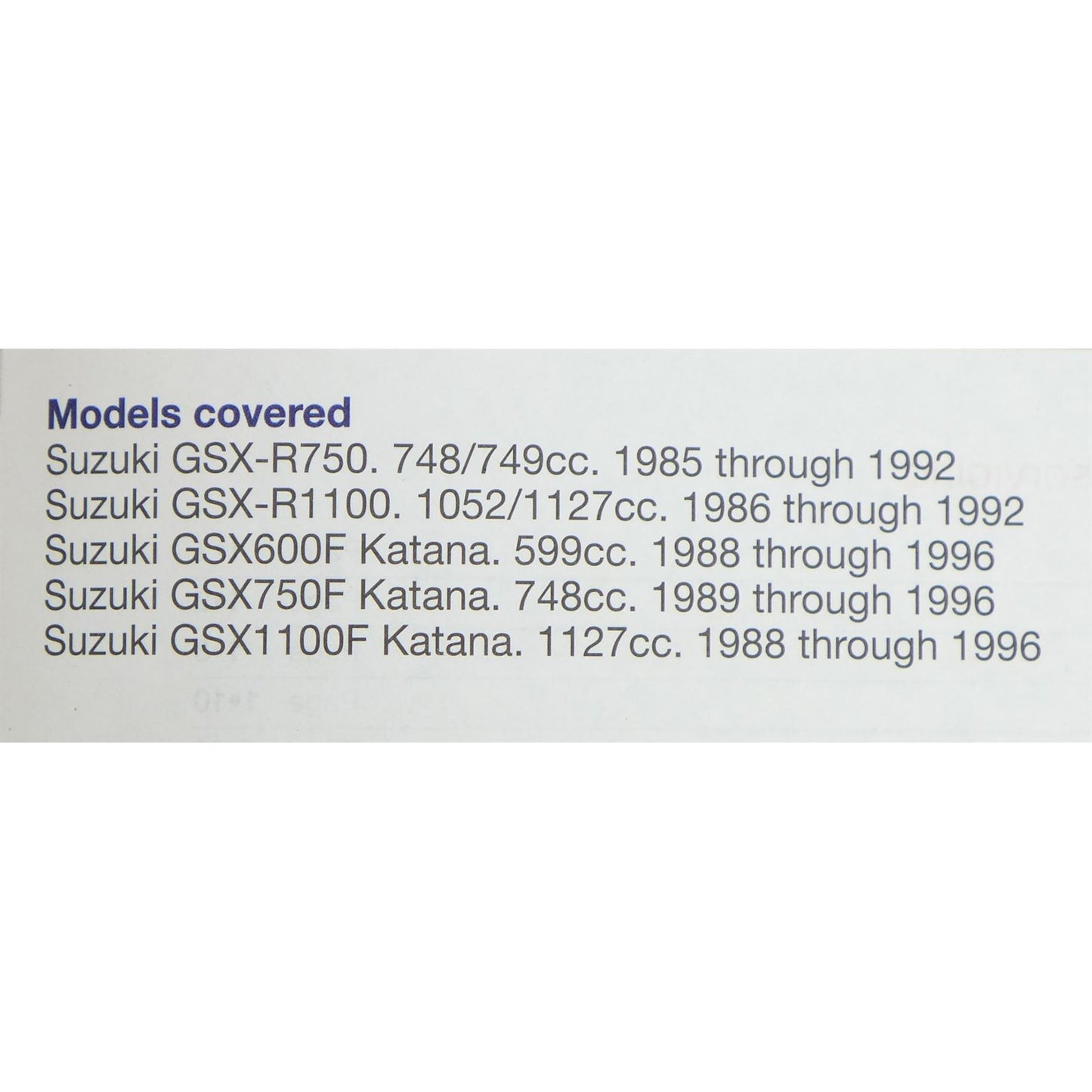 Haynes Manuals Suzuki Repair Manual - GSX-R750,GSX-R1100,GSX600F,GSX750 OPEN BOX [MPN: 1859602843]_1525716