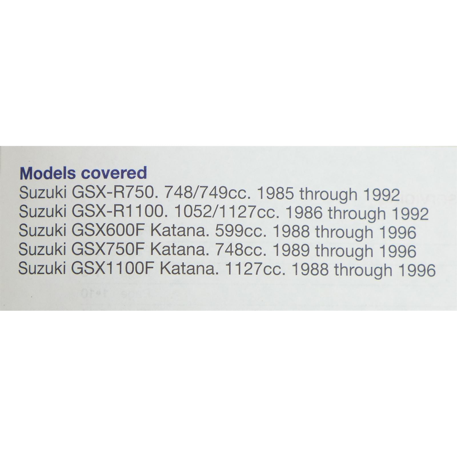 Haynes Manuals Suzuki Repair Manual - GSX-R750,GSX-R1100,GSX600F,GSX750 OPEN BOX [MPN: 1859602843]_1525716