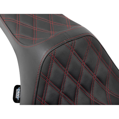 Drag Specialties Predator III Seat - Double Diamond - Red Stitched for FLT/FLH '23-'24 0801-1920_1526458