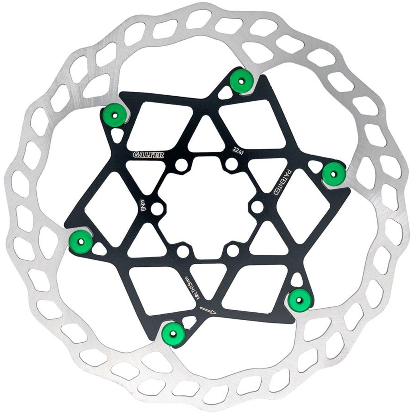 Galfer Floating Wave Disc Brake Rotor - 180mm x 2.0mm - 6-Bolt - Green DB013FLWG_1768279