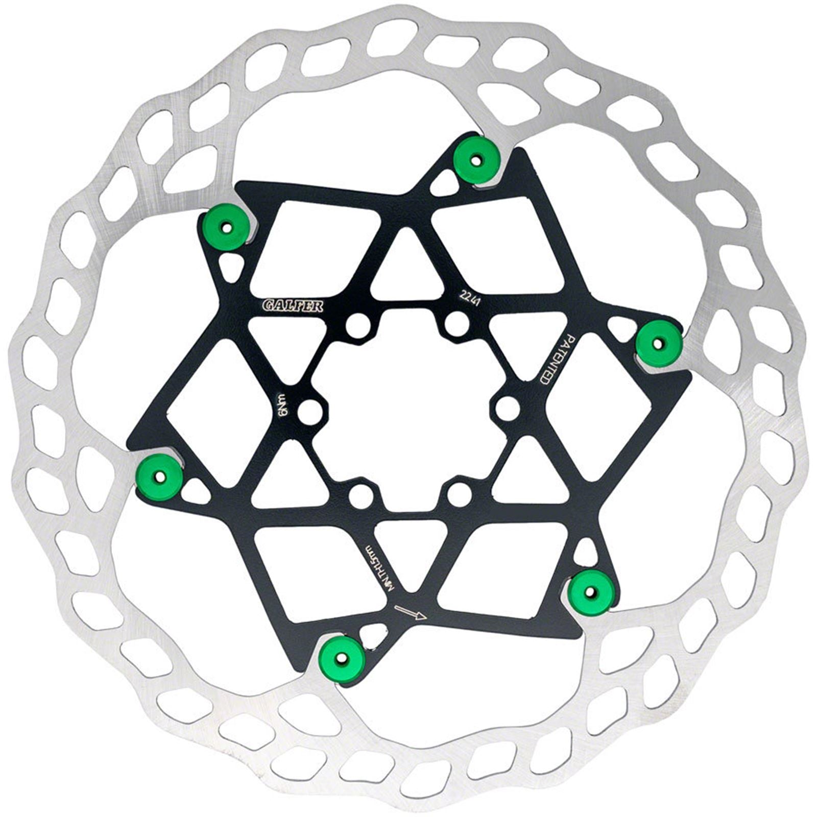 Galfer Floating Wave Disc Brake Rotor - 180mm x 2.0mm - 6-Bolt - Green DB013FLWG_1768279