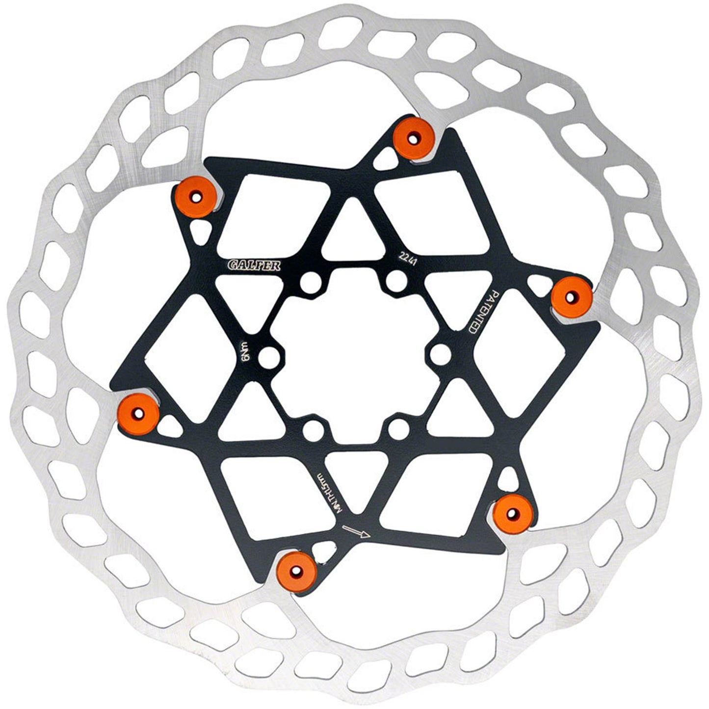 Galfer Floating Wave Disc Brake Rotor - 180mm x 2.0mm - 6-Bolt - Orange [MPN: DB013FLWO]_1768285