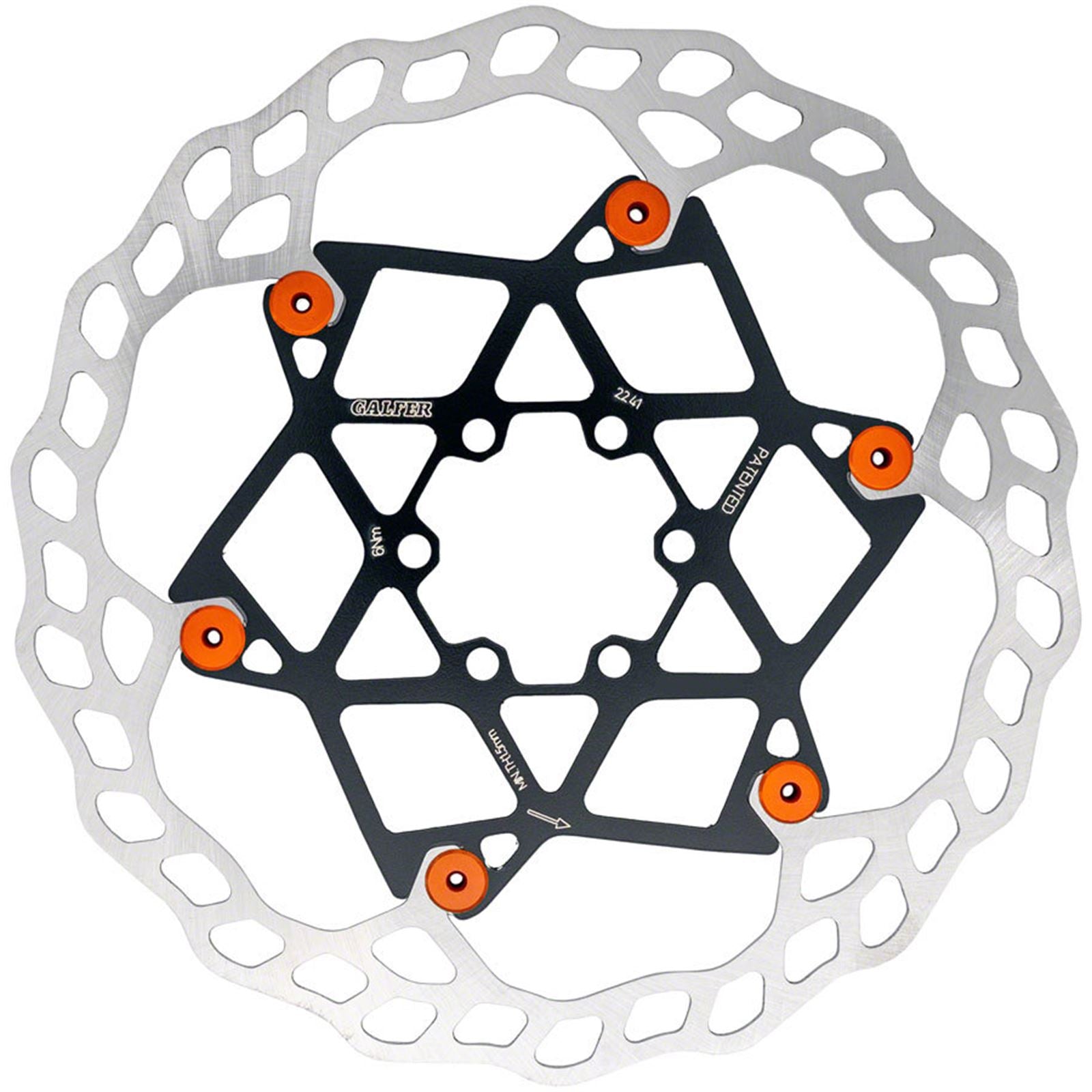 Galfer Floating Wave Disc Brake Rotor - 180mm x 2.0mm - 6-Bolt - Orange [MPN: DB013FLWO]_1768285