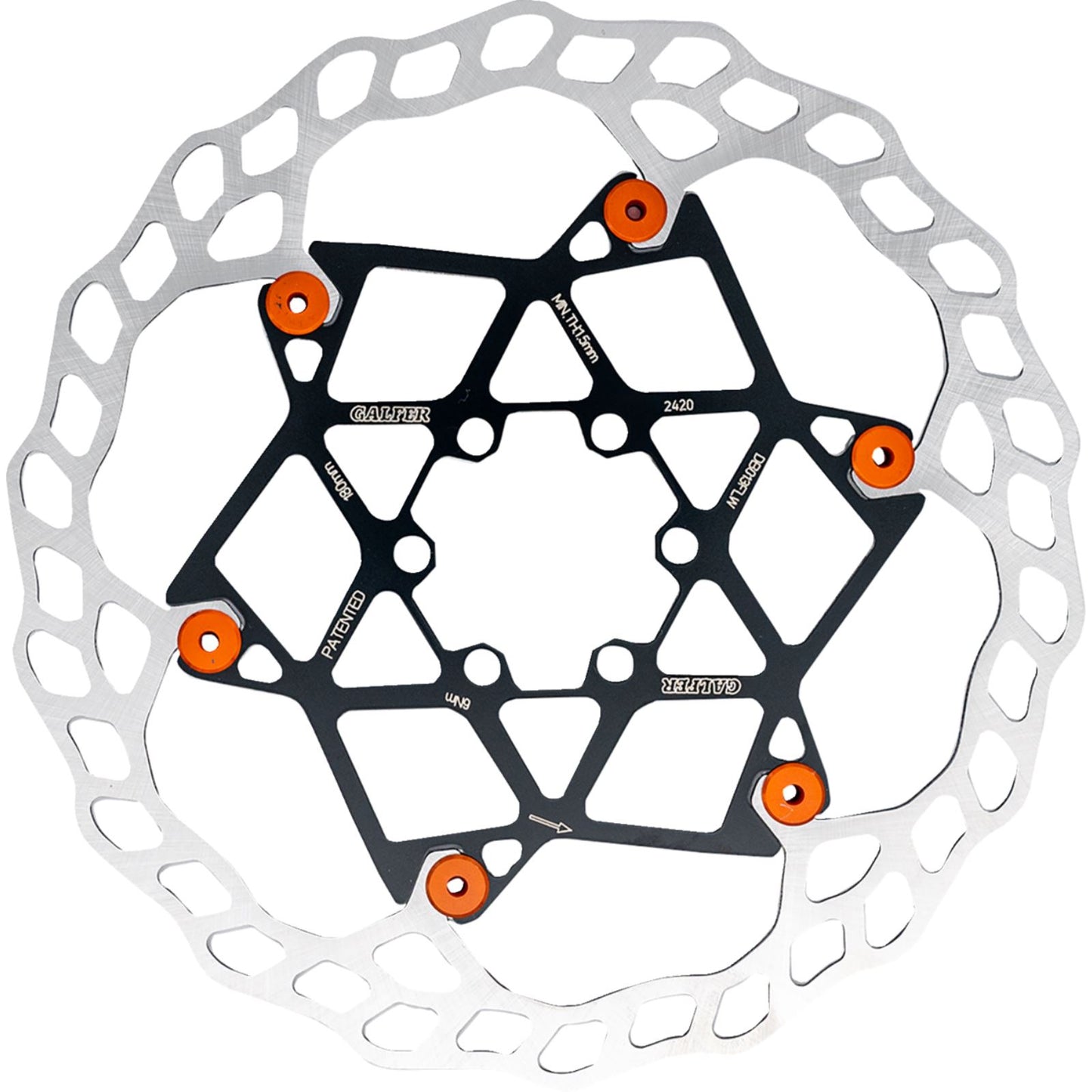 Galfer Floating Wave Disc Brake Rotor - 203mm x 2.0mm - 6-Bolt - Orange DB014FLWO_1533034
