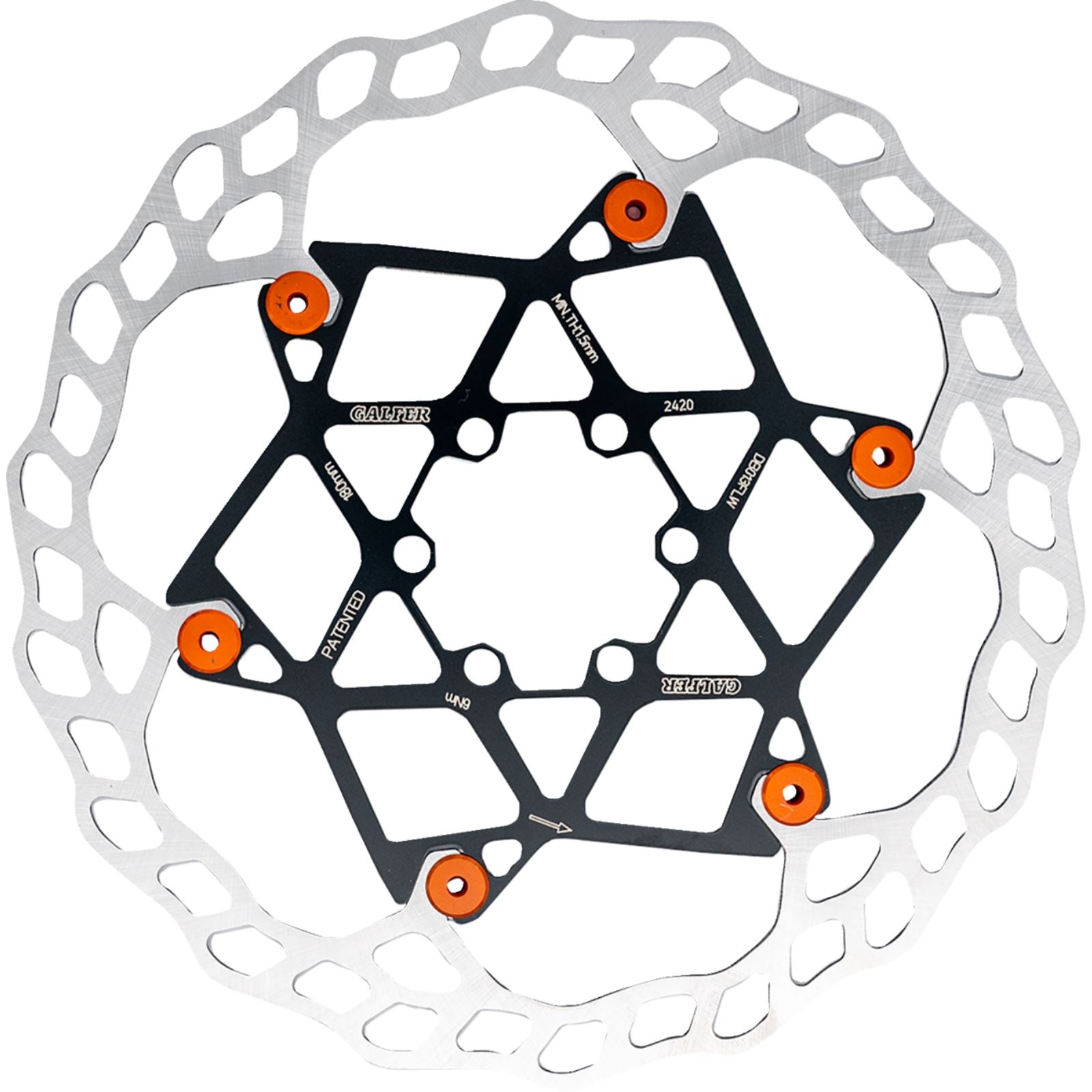 Galfer Floating Wave Disc Brake Rotor - 203mm x 2.0mm - 6-Bolt - Orange DB014FLWO_1533034