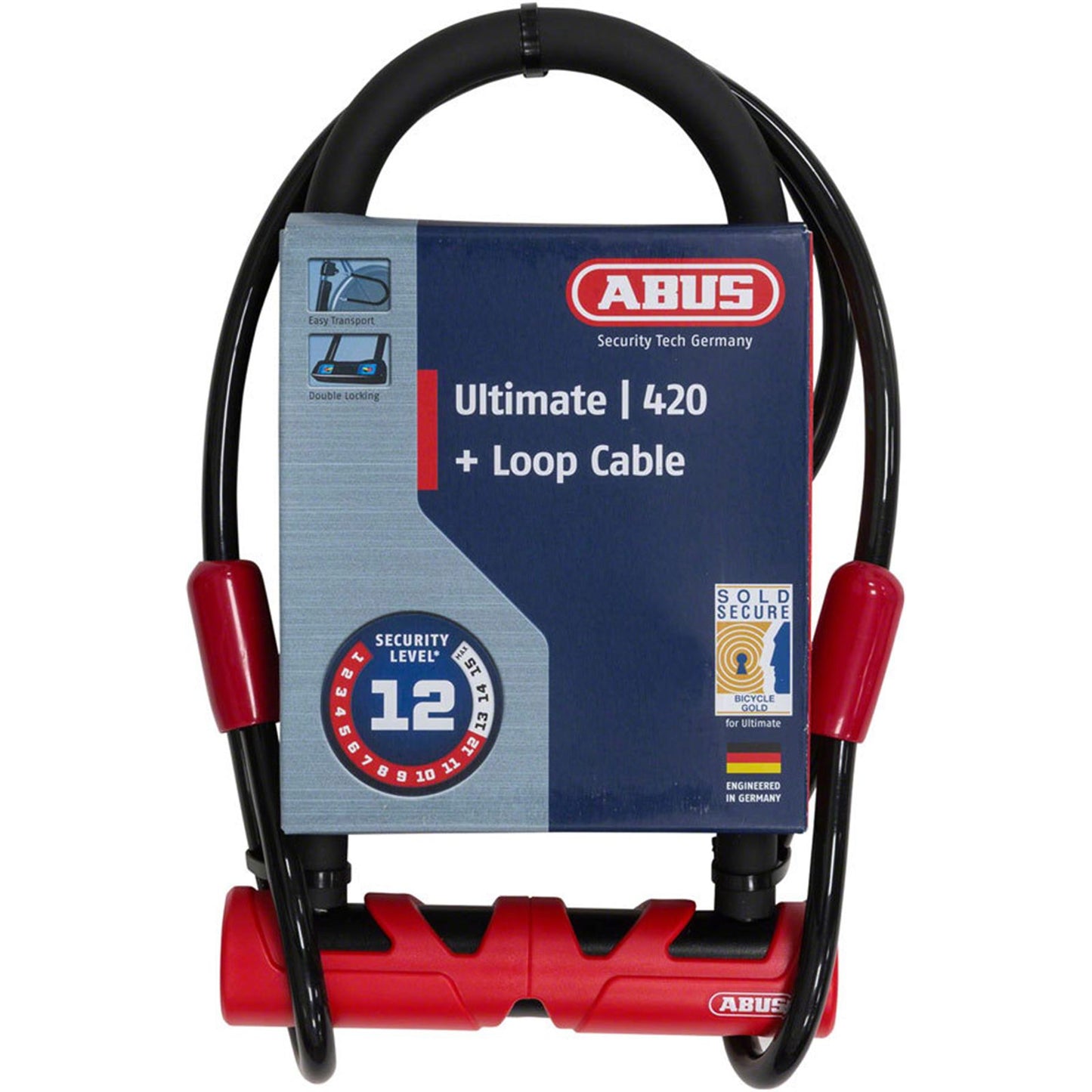 Abus Ultimate ComboPack - 420STD 9" U-lock, 10mm/120cm Cable, USH Bracket [MPN: 39633]_1925999