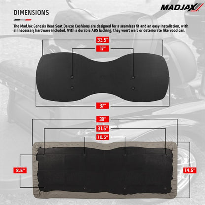 MadJax Rear Seat with Deluxe White Seat Cushions for Club Car Precedent Genesis 300 (Years 2004-Up) [MPN: 01-041-201D]_2131112