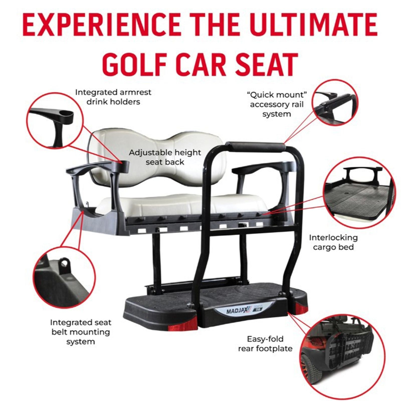 MadJax Club Car DS Genesis 300 Rear Seat with Deluxe Buff Seat Cushions (Years 2000-Up) [MPN: 01-042-200D]_2137047
