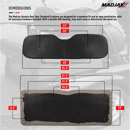 MadJax Rear Seat with Standard Buff Seat Cushions for Club Car DS Genesis 300 (Years 2000-Up) [MPN: 01-042-200S]_2131212