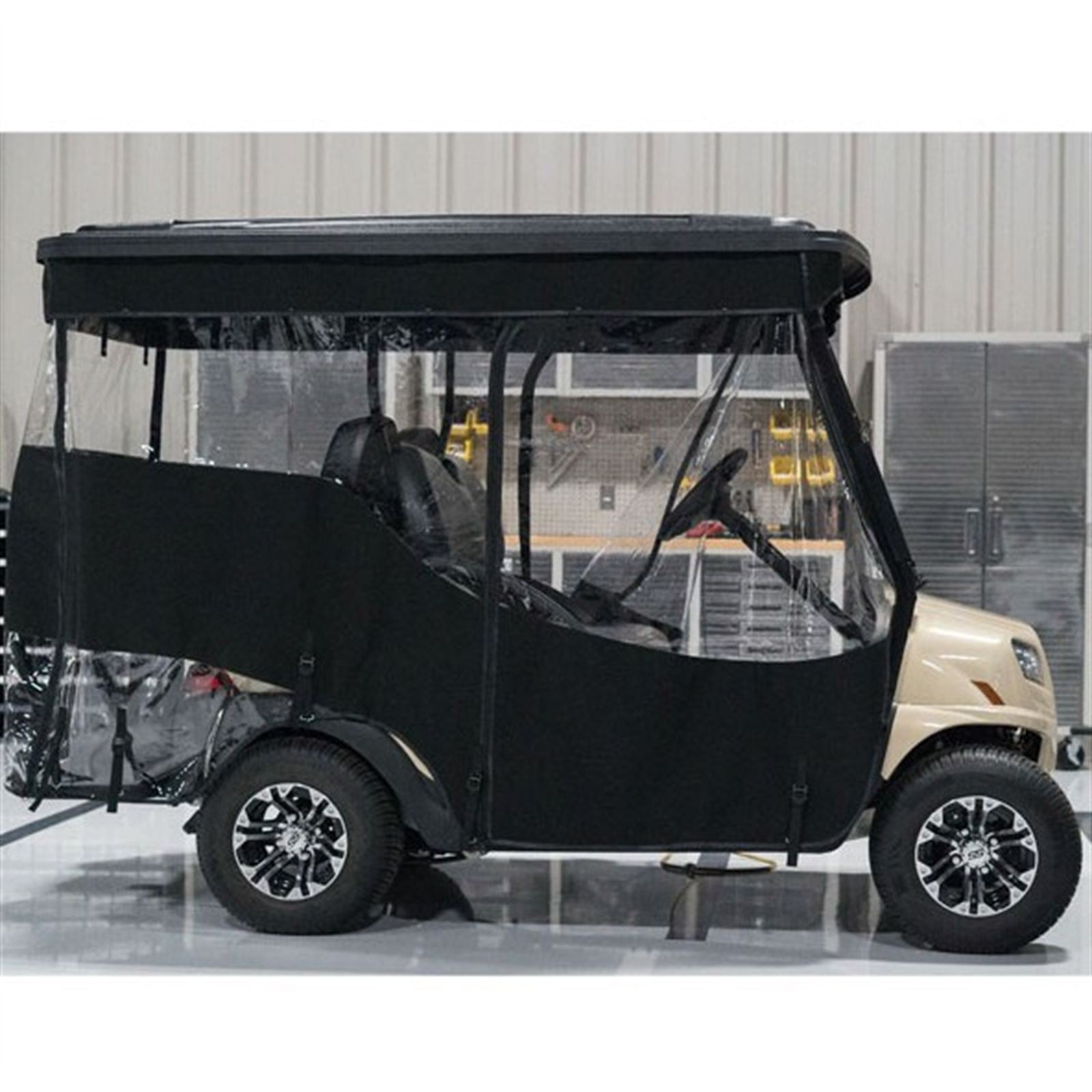 Red Dot Chameleon Black 4-Passenger Track Style Soft Enclosure 2017-Up for Yamaha Drive2 [MPN: 49665]_2153829