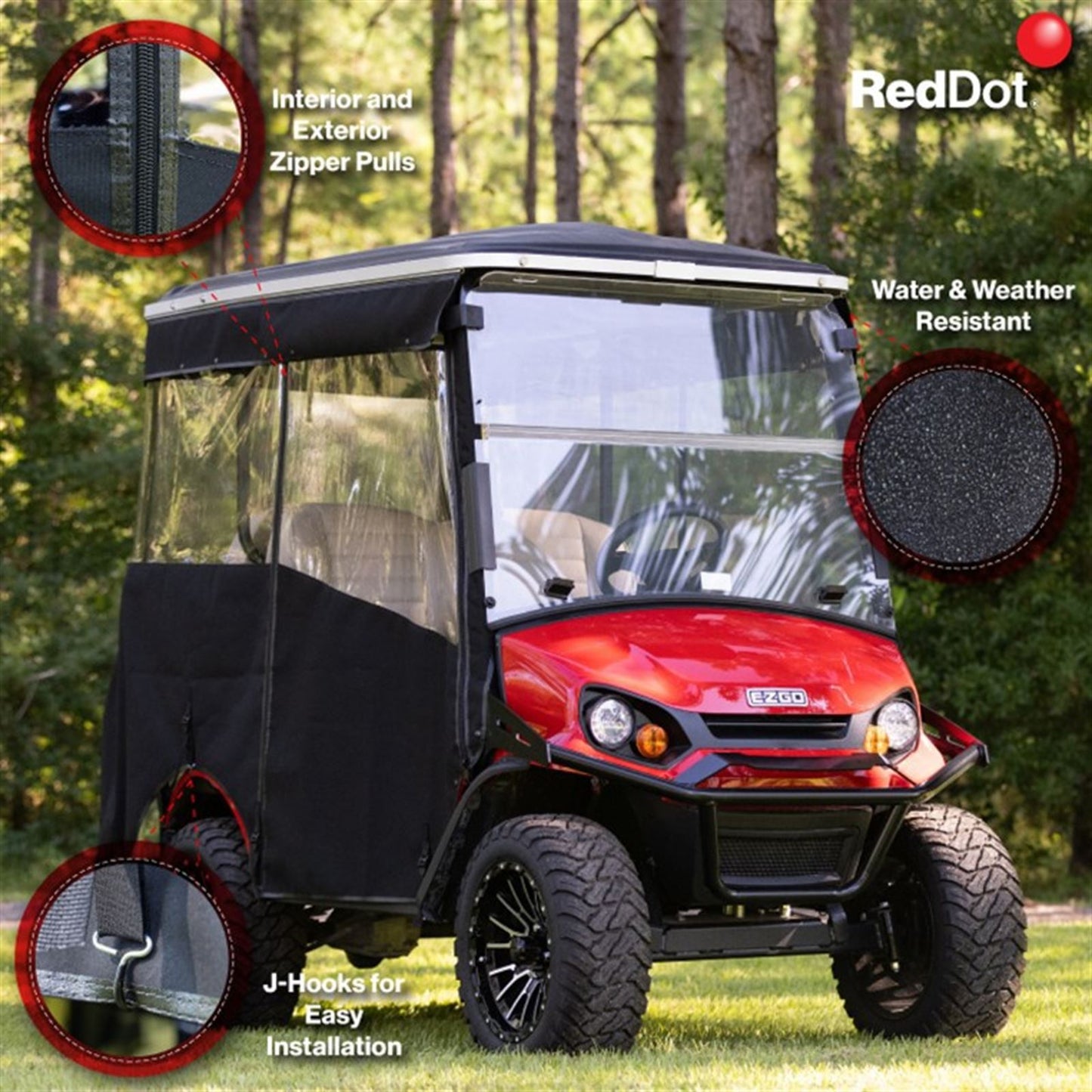 Red Dot S4 Elite with Non Modular Top Track Enclosure for EZGO Express - Black 66072_1534815