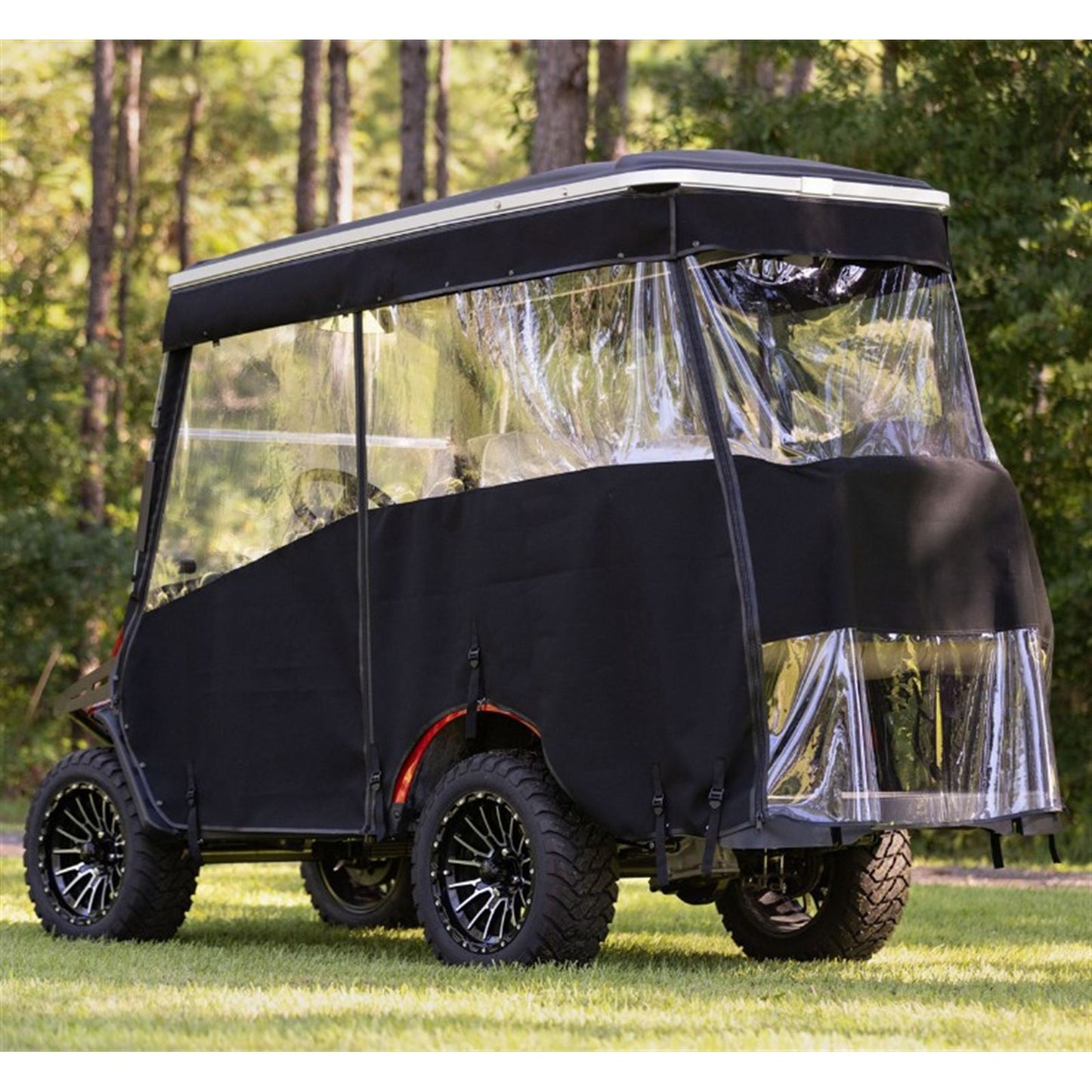 Red Dot Black 3-Sided Track Style Vinyl Enclosure for EZGO Express S4 Elite with Non Modular Top (Years 2023-Up) [MPN: 66074]_2112826