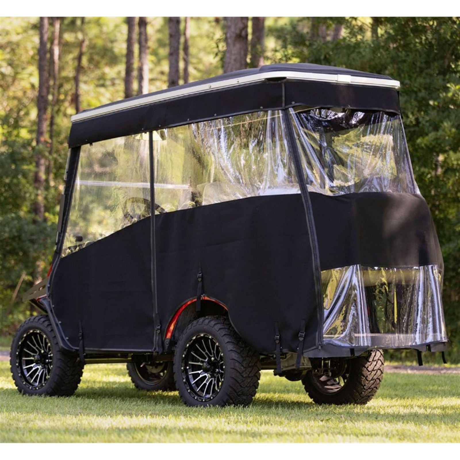 Red Dot Black 3-Sided Track Style Vinyl Enclosure for EZGO Express S4 Elite with Non Modular Top (Years 2023-Up) [MPN: 66074]_2112826