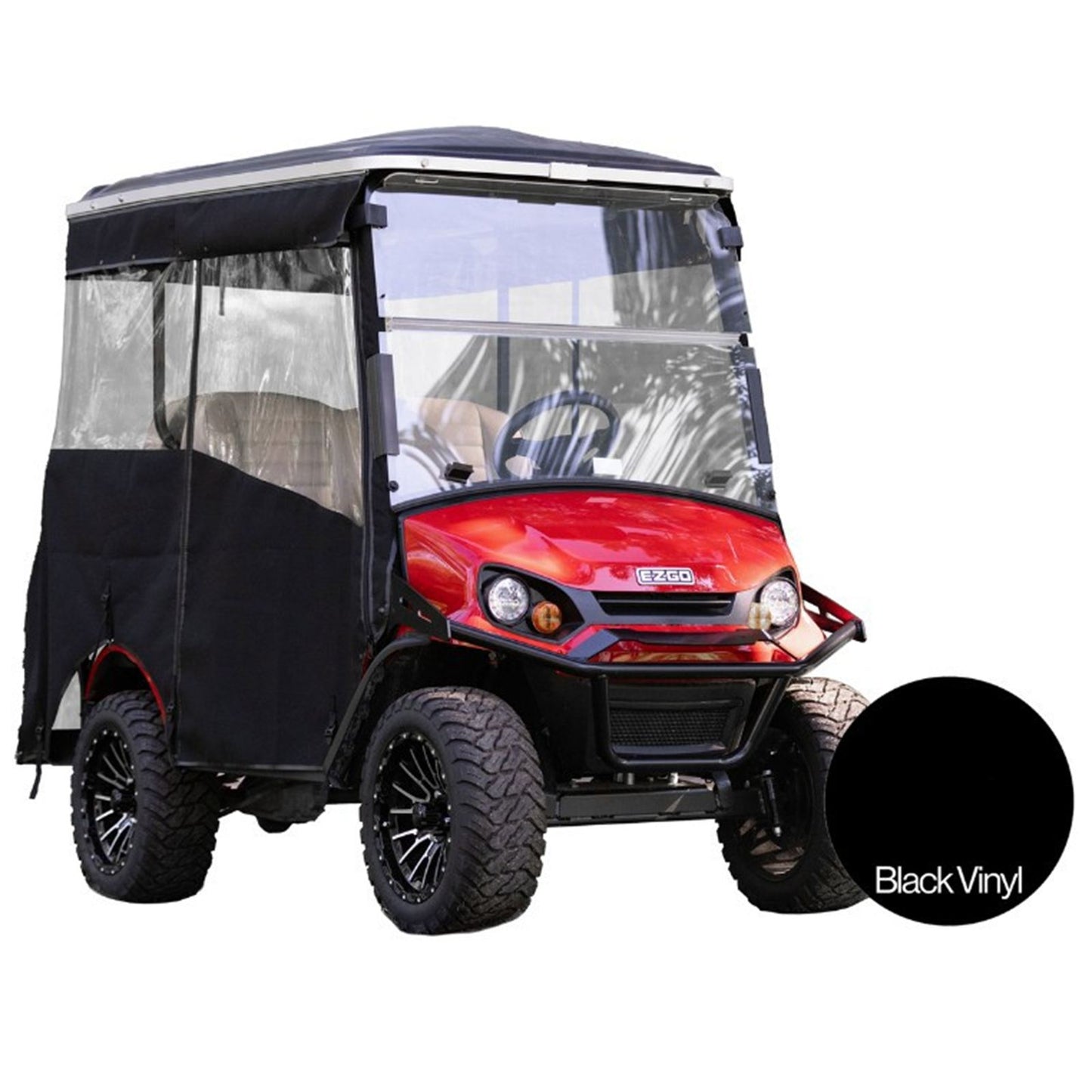 Red Dot Black 3-Sided Track Style Vinyl Enclosure for EZGO Express S4 Elite with Non Modular Top (Years 2023-Up) [MPN: 66074]_2112829
