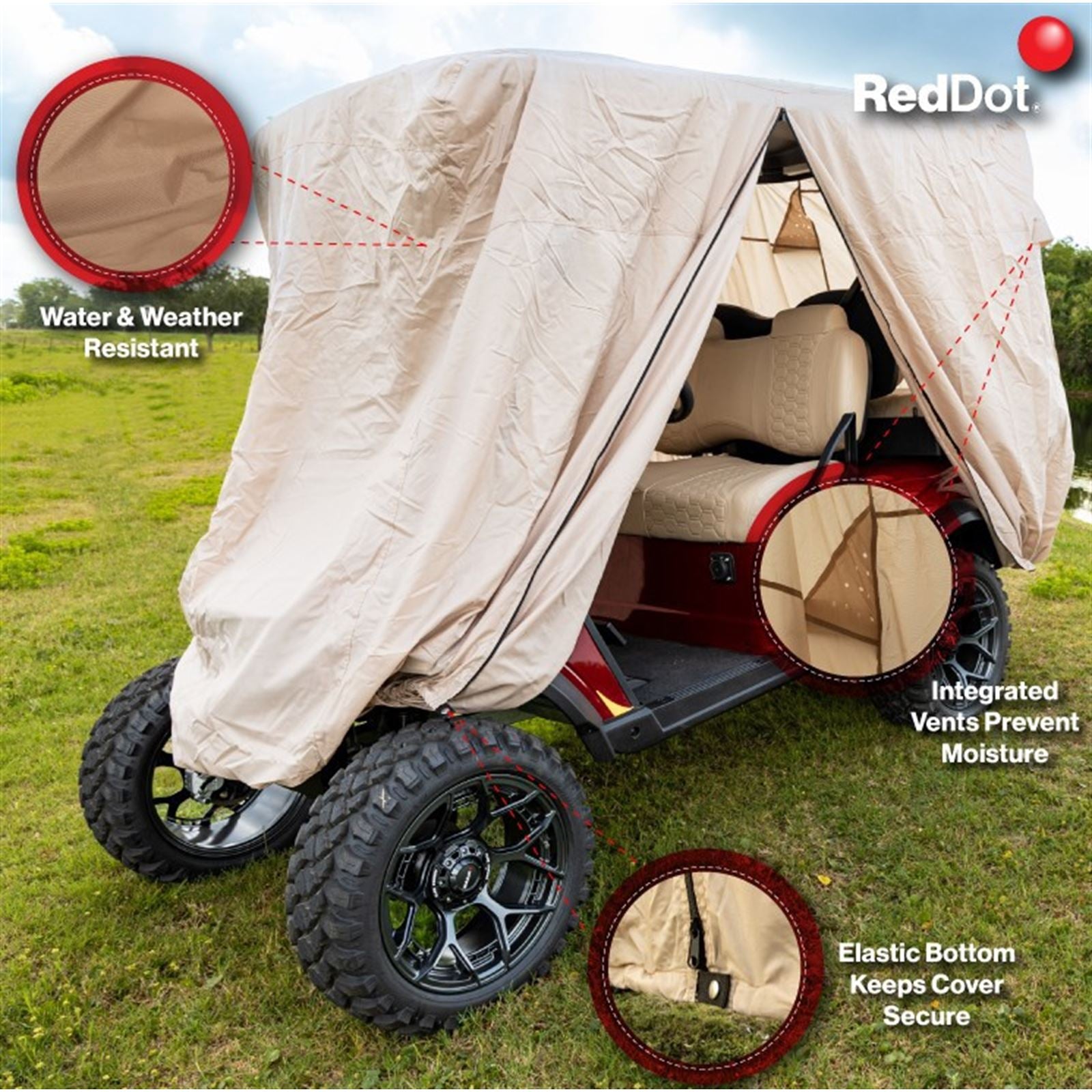 Red Dot 84" Golf Cart Storage Cover - Tan 21-010_1545348