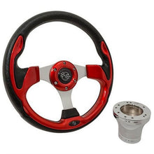 GTW 12.5" Rally Style Red Steering Wheel and Chrome Adaptor Kit fits Yamaha [MPN: 06-040]_2115905