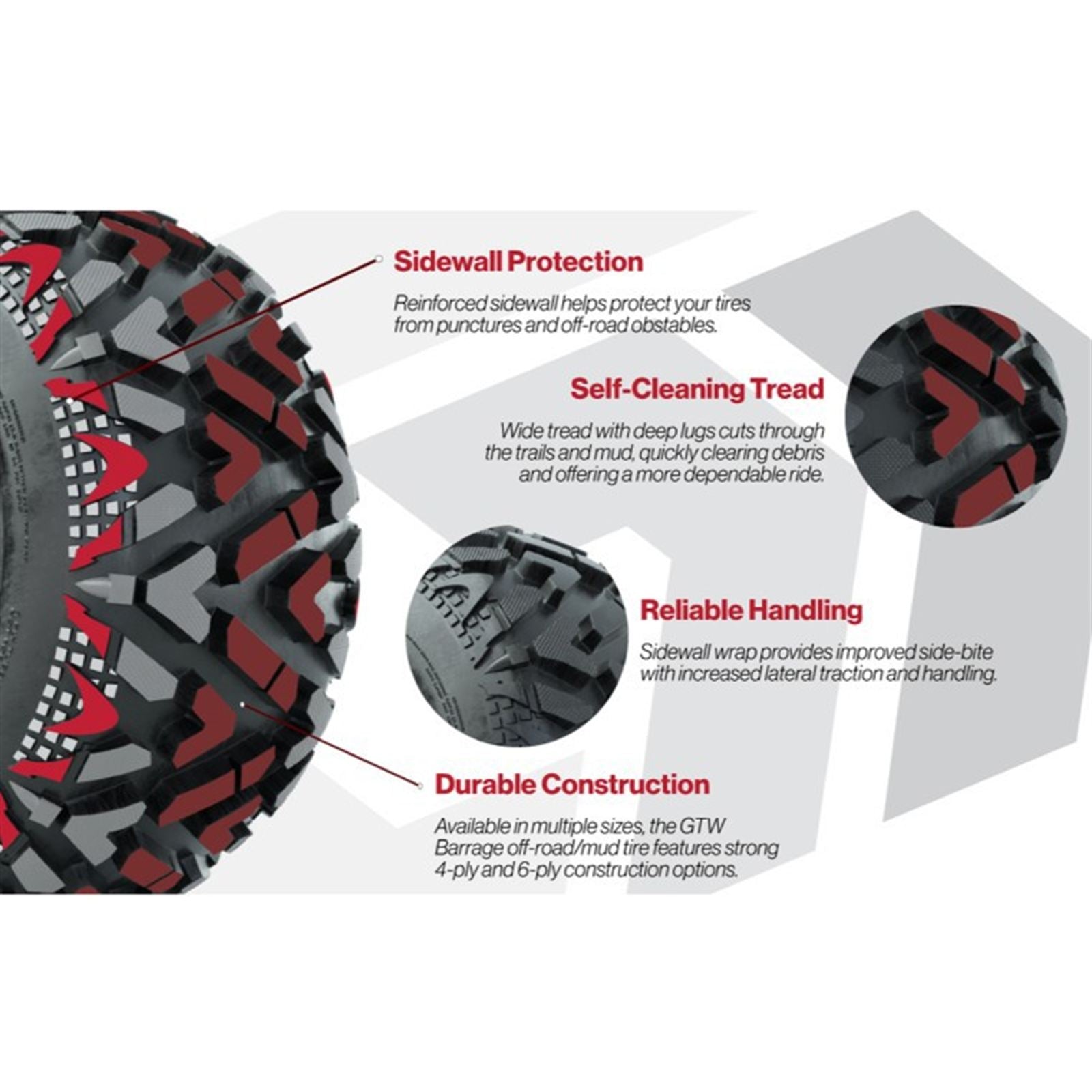 GTW Barrage Mud Tire - 25x10-12 (Lift Required) [MPN: 20-032]_2115853