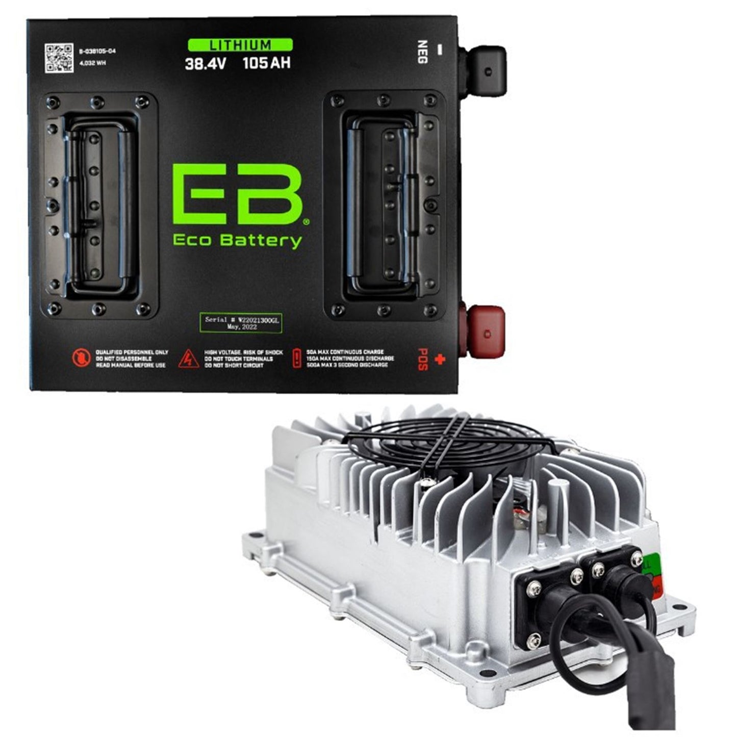 ECO Battery 38V 105AH Eco LifePo4 Lithium Battery Kit with 15A Charger - Cube Style 25-150_1534495