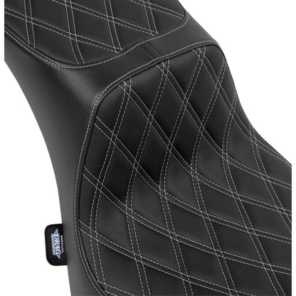 Drag Specialties Predator III 2-Up Seat - Vinyl - Diamond/Silver Thread for FL '00-'17 [MPN: 0802-1642]_1535163