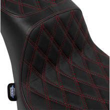 Drag Specialties Predator III 2-Up Seat - Vinyl - Diamond/Red Thread for FL '00-'17 0802-1643_1535166