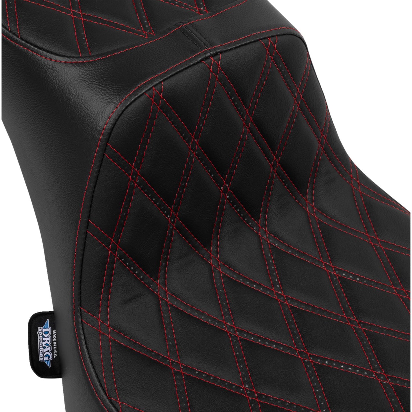 Drag Specialties Predator III 2-Up Seat - Vinyl - Diamond/Red Thread for FL '00-'17 [MPN: 0802-1643]_1535166