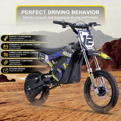 MotoTec USA 36v 1000w (HP112E) Electric Dirt Bike - Blue Dirt-Bike-36v-1000w-HP112E_Blue_1768426