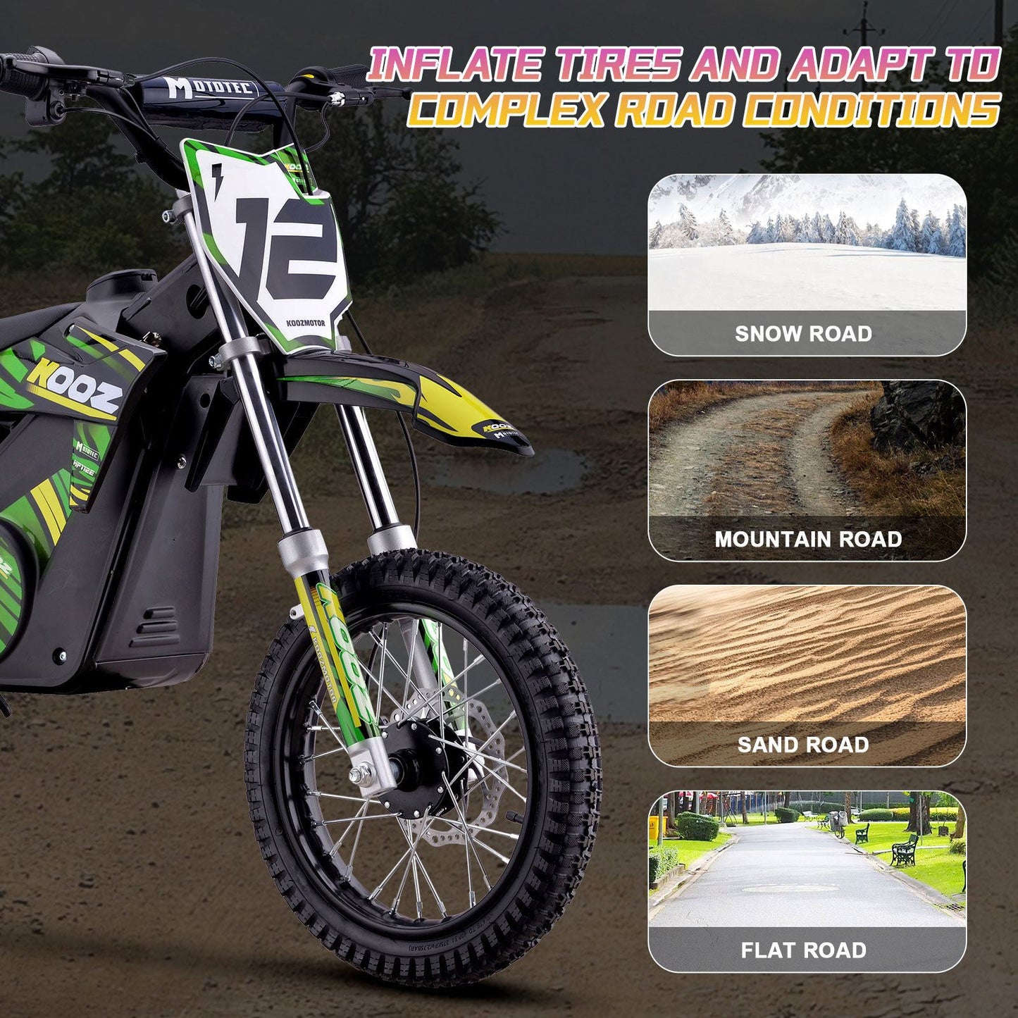 MotoTec USA 36v 1000w (HP112E) Electric Dirt Bike - Green Dirt-Bike-36v-1000w-HP112E_Green_1768439