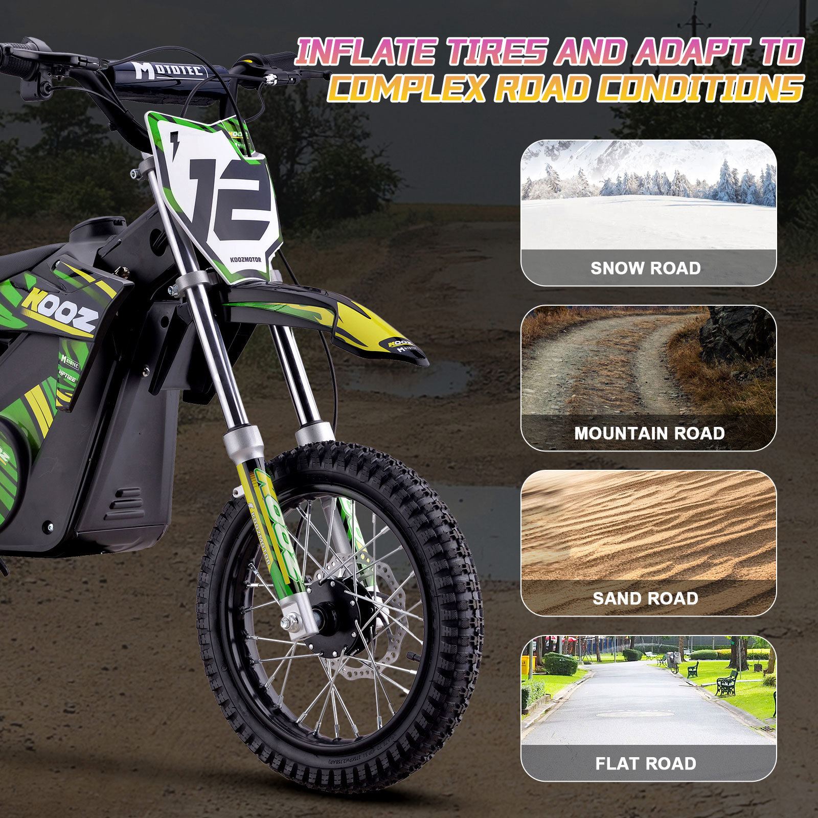 MotoTec USA 36v 1000w (HP112E) Electric Dirt Bike - Green Dirt-Bike-36v-1000w-HP112E_Green_1768439